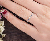 0.3ct Round Cut Simulated Sapphire Minimalist Wedding Band 14k White Gold Plated