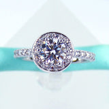 2.2ct Round Cut Moissanite Halo Women Engagement Ring 14k White Gold Plated
