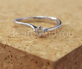 0.1ct Round Cut Moissanite Solitaire Minimalist Women Ring 14k White Gold Plated