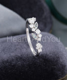 0.5ct Round Cut Moissanite Floral Stacking Wedding Band 14k White Gold Plated