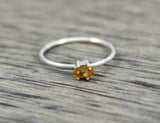 0.5ct Engagement Ring Oval Cut Yellow Citrine Minimalist 14k White Gold Finish