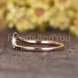 0.2ct Round Cut Moissanite Curved Minimalist Wedding Band 14k Rose Gold Plated