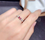 0.2ct Baguette Cut Simulated Pink Sapphire Accented Ring 14k White Gold Plated