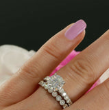 2.3ct Round Cut Diamond Bridal Set Vintage Engagement Ring 14k White Gold Finish