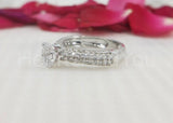 2.2ct Round Cut Moissanite Solitaire Cluster Shank Ring 14k White Gold Plated