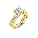 Dual Split Shank Solitaire Ring 2.5ct Asscher Cut Diamond 14k White Gold Finish