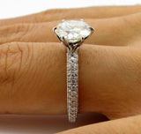 3.8ct Round Cut Diamond Accent Solitaire Engagement Ring 14K White Gold Finish