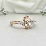 1ct Engagement Ring Marquise Cut Morganite Diamond Petite 14k Yellow Gold Finish