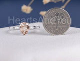 1ct Pear Cut Simulated Morganite Solitaire with Accent Ring 14k WhiteGold Plated