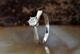 Unique Solitaire Engagement Ring 1ct Round Cut Diamond 14k White Gold Finish