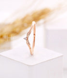 0.01ct Round Cut Moissanite Minimalist Women Wedding Band 14k Rose Gold Plated