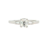 1ct Asscher Diamond Engagement Ring Baguette Accents Trilogy 14k White Gold Over
