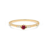 0.2ct Round Cut Simulated Ruby Minimalist Engagement Ring 14K Yellow Gold Plated
