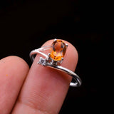 0.4ct Oval Cut Yellow Citrine Stylish Split Shank Ring 14k White Gold Finish