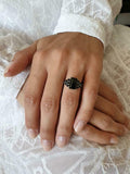 2ct Emerald Black Diamond Engagement Ring Solitaire Cluster 14k White Gold Over