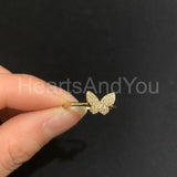 0.2ct Round Cut Moissanite Butterfly Women Engagement Ring 14k White Gold Plated