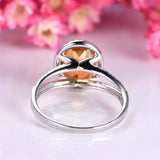 2.2ct Oval Cut Yellow Citrine Engagement Ring Split Shank 14k White Gold Finish