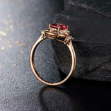 2.3ct Engagement Ring Emerald Cut Pink Ruby Art Deco 14k Rose Gold Finish