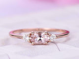 1ct Oval Cut Morganite Engagement Ring Minimalist Trilogy 14k Rose Gold Finish