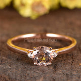 0.6ct Round Cut Simulated Morganite Trilogy Engagement Ring 14k Rose Gold Plated