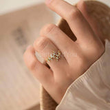 0.5ct Round Cut Moissanite Leaf Minimalist Engagement Ring 14k White Gold Plated
