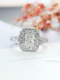 Halo Split Shank Engagement Ring 2.3ct Radiant Cut Diamond 14k White Gold Finish