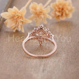 1ct Princess Cut Simulated Morganite Halo Engagement Ring 14k Rose Gold Plated