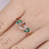 1.6ct Round Cut Morganite Engagement Ring Leaf Solitaire 14k Rose Gold Finish