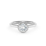 1ct Round Cut Diamond Engagement Ring Floral Beaded Solitaire 14k WhiteGold Over