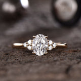 2.2ct Oval Simulated Diamond Round Accent Engagement Ring 14K Yellow Gold Plated