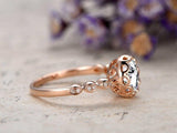 0.5ct Round Cut Diamond Engagement Ring Art Deco Promise 14k Rose Gold Finish