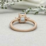 2.2ct Emerald Cut Blue Aquamarine Solitaire with Accent Ring 14k Rose Gold Over