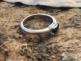 1ct Engagement Ring Radiant Cut Blue Sapphire Solitaire 14k White Gold Finish