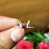 0.5ct Round Cut Simulated Ruby Dear Design Engagement Ring 14k White Gold Plated