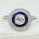 2.5ct Round Cut VVS1 Diamond Art Deco Floral Engagement Ring 14k White Gold Over