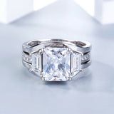 2.5ct Radiant Cut VVS1 Diamond Bridal Set Engagement Ring 14k White Gold Finish