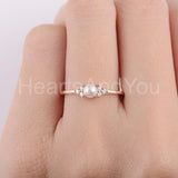 0.5ct Round Simulated Diamond Cluster Pearl Engagement Ring 14k Rose Gold Plated