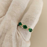 2.5ct Wedding Band Oval Cut Green Emerald Stylish Three Stone 14k WhiteGold Over