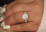 2ct Cushion Cut Diamond Vintage Bridal Set Engagement Ring 14k White Gold Finish