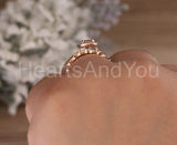 1.2ct Oval Cut Simulated Peach Morganite Halo Bridal Set 14k Rose Gold Plated