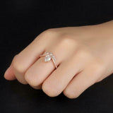 1.2ct Engagement Ring Pear Cut Diamond Curved Crown Tiara 14k Rose Gold Finish