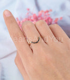 0.35ct Round Simulated Black Diamond Curved Wedding Band 14k Yellow Gold Plated