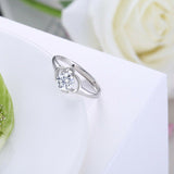 0.5ct Round Cut Diamond Petite Solitaire Engagement Ring 18k White Gold Over