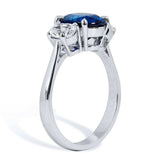 3ct Cushion Cut Blue Sapphire Diamond Trilogy Engagement Ring 14k WhiteGold Over