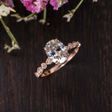 Solitaire with Accents Engagement Ring 1.5ct Oval Cut Diamond 14k Rose Gold Over
