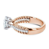 2.3Ct Round Cut Diamond Braided Solitaire with Accent Ring 14K Dual Gold Finish