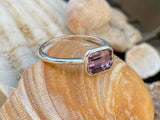 2ct Engagement Ring Emerald Cut Amethyst Bezel Set Solitaire 14k White Gold Over