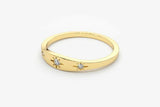 0.4ct Engagement Ring Round Cut Diamond Trilogy Star Design 14k Yellow Gold Over