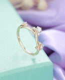 Curved Half Eternity Wedding Band 0.8ct Round Cut Diamond 14k Yellow Gold Finish