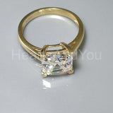 2.5ct Asscher Simulated Diamond Solitaire Engagement Ring 14k Yellow Gold Plated